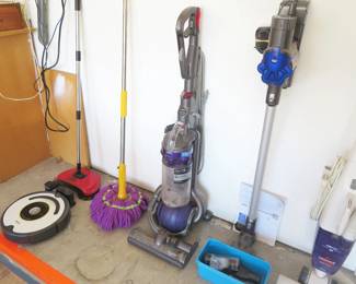 Dyson vacuum, Fuller floor sweeper, iRobot vacuum