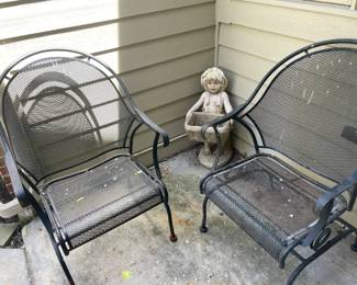 Patio furniture and sculptures