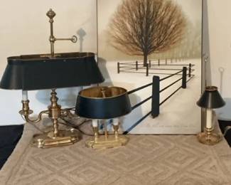 Elegant Brass Lighting, Wall Art, Rug Decor