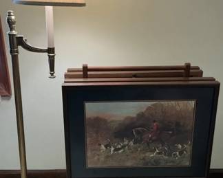 Stiffel Lamp Set Of English Fox hunting TV Trays
