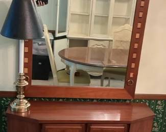 Entryway Console Cabinet With Distinct Mirror