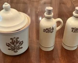 Pfaltzgraff Oil Containers And Drip Jar