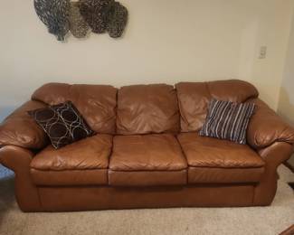 Tobacco colored Leather Sofa (has matching recliner and ottoman)