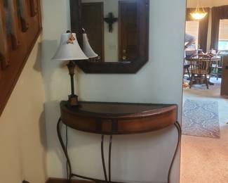Demilune Entry Way Table with Matching Mirror