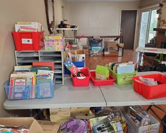 Numerous grade school books and supplies....