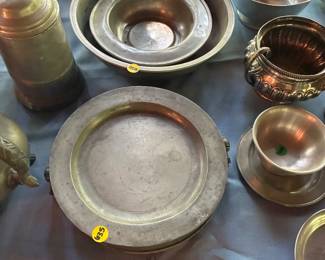 antique pewter plates and bowls