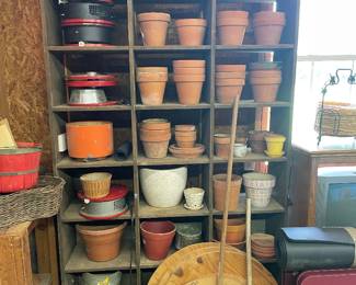 Flower Pots, Big Wooden Barn Shelf