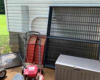 Auto Ramps, Dog Crate, Dog Pen Panels, Patio Storage Bin, Self Propelled Snapper Push Mower