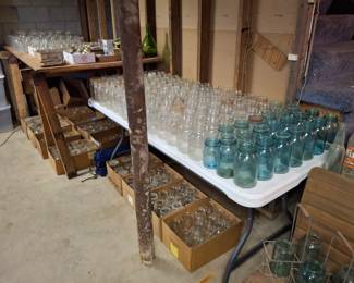 Lots and Lots of Canning Jars! Even Blue Ones!