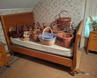 Lots of Baskets on a Full Size Birds Eye Maple Bed!
