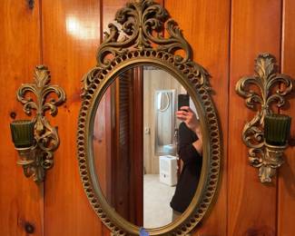 Mirror w wall candle holders
