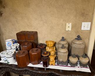 Drake Canisters, 1970's Wooden Canisters, ALCO canisters
