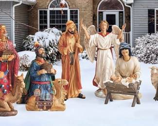 all metal 3D illusion nativity set