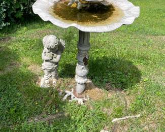 Bird bath and statues