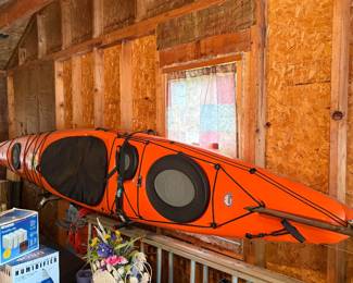 Wilderness Systems Tsunami touring kayak in a vibrant orange color.