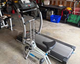  Voit Ergomoter stationary exercise bike and a pro form treadmill.