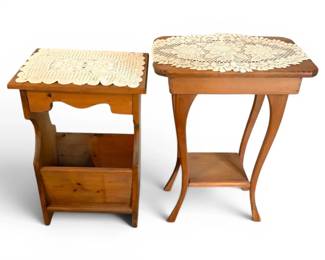 Two Solid Wooden Side Tables