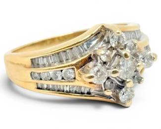 14k Gold Diamond Cluster Ring Size 8.5 5.69g