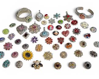 Interchangeable Snap Button Jewelry Charms w Bracelets Pendants