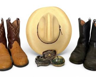 Mens Ariat Cowboy Boots Size 10.5 W Hat Belt Buckles