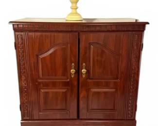 Dark Wooden Cabinet w Lamp