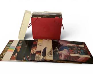 Vinyl Records w Case Bee Gees, Harry Chapin, More