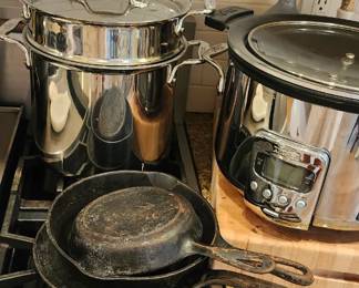 All Clad and cast iron pans