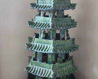 Pair ceramic pagodas