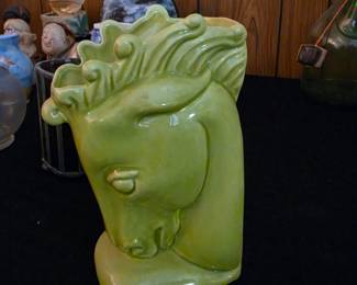 Royal Haeger chartreuse green horse head