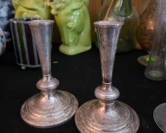 vintage Sterling weighted taper candleholders