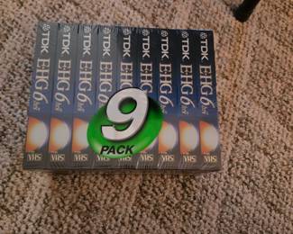 sealed 9-pack of TDK Extra High Grade (E-HG) T-120 VHS tape s