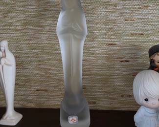 Vintage 1930s Art Deco Leerdam Art Glass Madonna /Child Sculpture