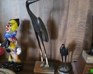 mid-century modern heron figurine is hand-carved from bull horn