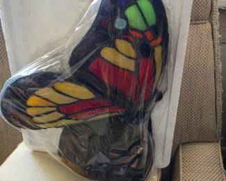 Stained glass butterfly lamp new open box