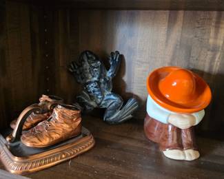  "Mexican Siesta" ceramic Cookie Jar & Iron Frog