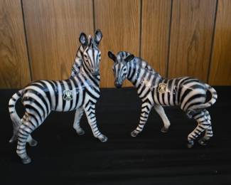 vintage Erphila porcelain zebra figurines made in Germany