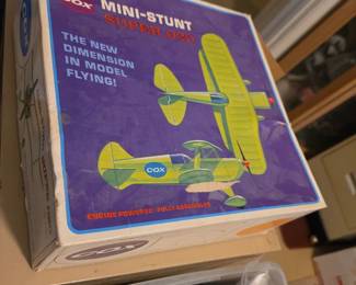 Cox Mini-Stunt Super .020 gas/control-line airplane, likely model No. 7300. The box alone is collectible