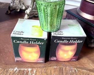 Frosted glass candle holders