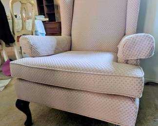 pink wingback chair