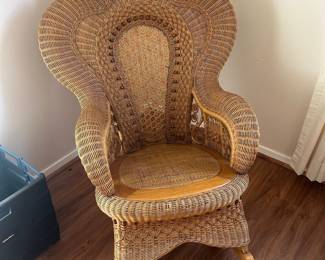 Vintage Victorian Style Wicker Rocking Chair  Has been repaired in one area as shown. Otherwise good condition. Back measures 35” across, seat measures 2 across. Must be able to move from upstairs and load yourself