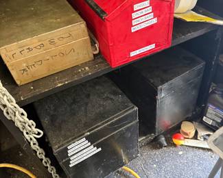 pipe wrenches, tool boxes, filled