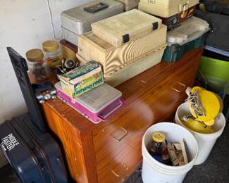 Tackle boxes, with contents