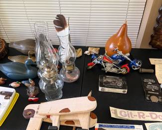 Oil Lamps, Harley, Decoys, Etc