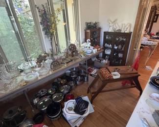 pots, pans, crystal, statues