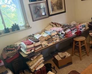 linens, towels, table cloths, blankets, artwork