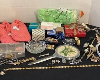 Ladies watches, costume jewelry, necklaces
