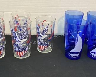 Vintage Eagle & Sailboat glasses