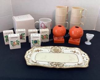 Spice containers, Fiesta red bulb vases