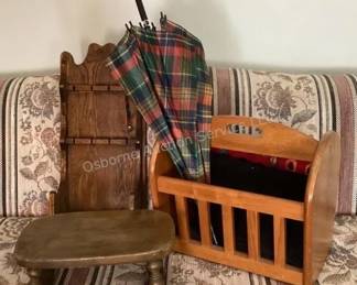 Rocking stool, spoon rack, magazine holder, umbrella