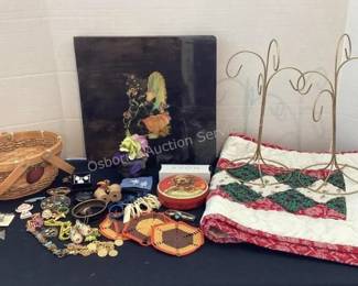 Jewelry, ornament hangers, quilted runner & more